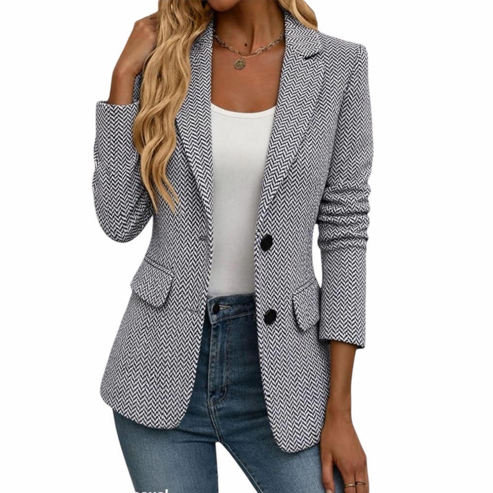 Spring 2026 Herringbone Tweed Blazer - Black - Picture 2 of 7
